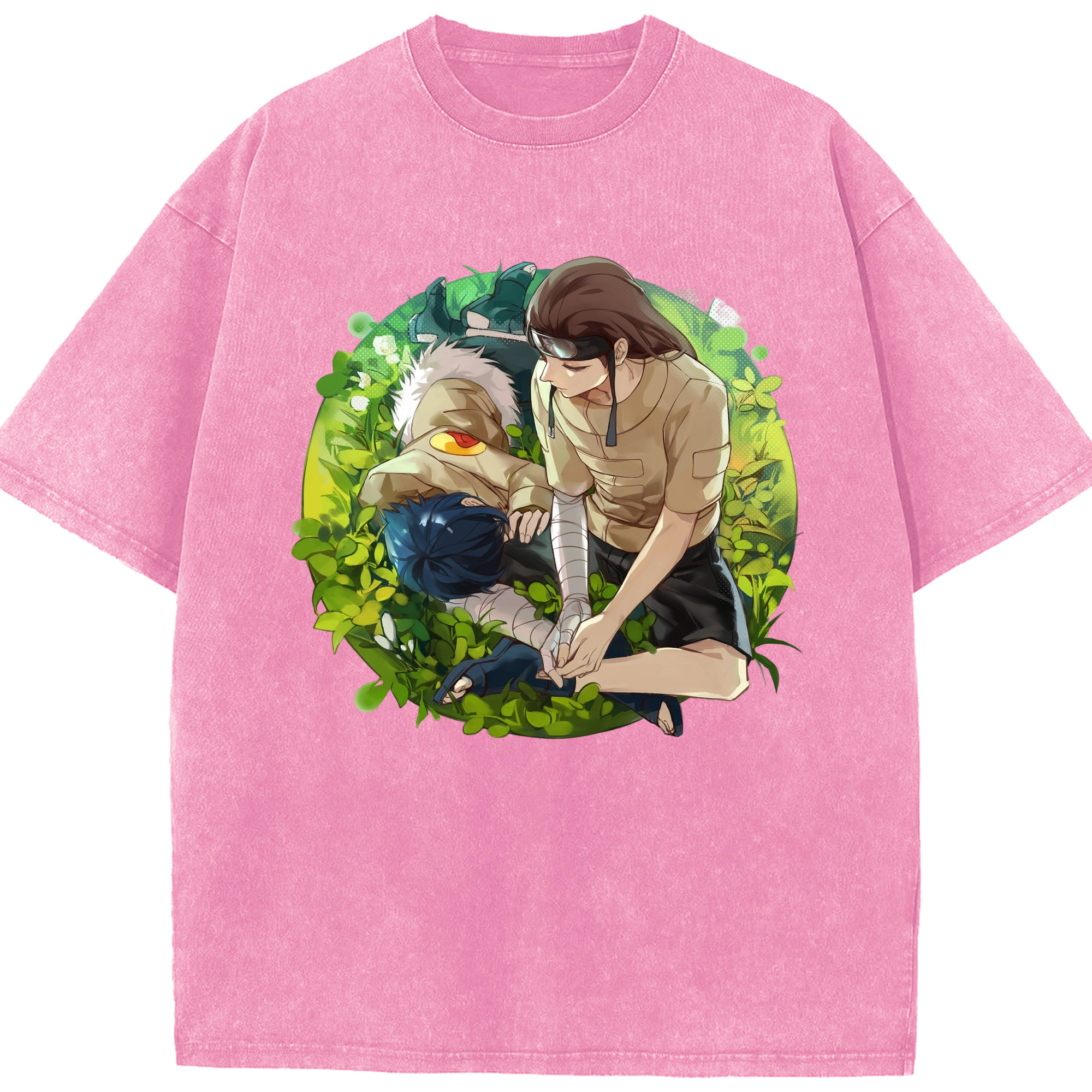 （画像用） NARUTO -ナルト- 日向ネジ Hyūga Neji 綿100% ヴィンテージ風 半袖Tシャツ（フロントプリント）